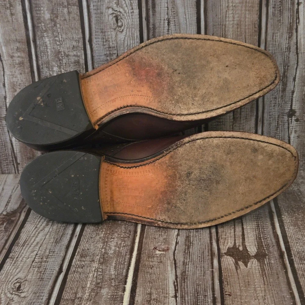8 D Mens Allen Edmonds Wendell Brown Leather Bicycle Toe Brogue Oxfords Shoes